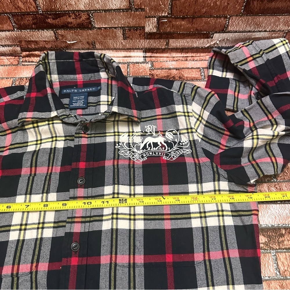 Ralph Lauren Women’s  Black Plaid Shirt size 12 - Picture 7 of 10